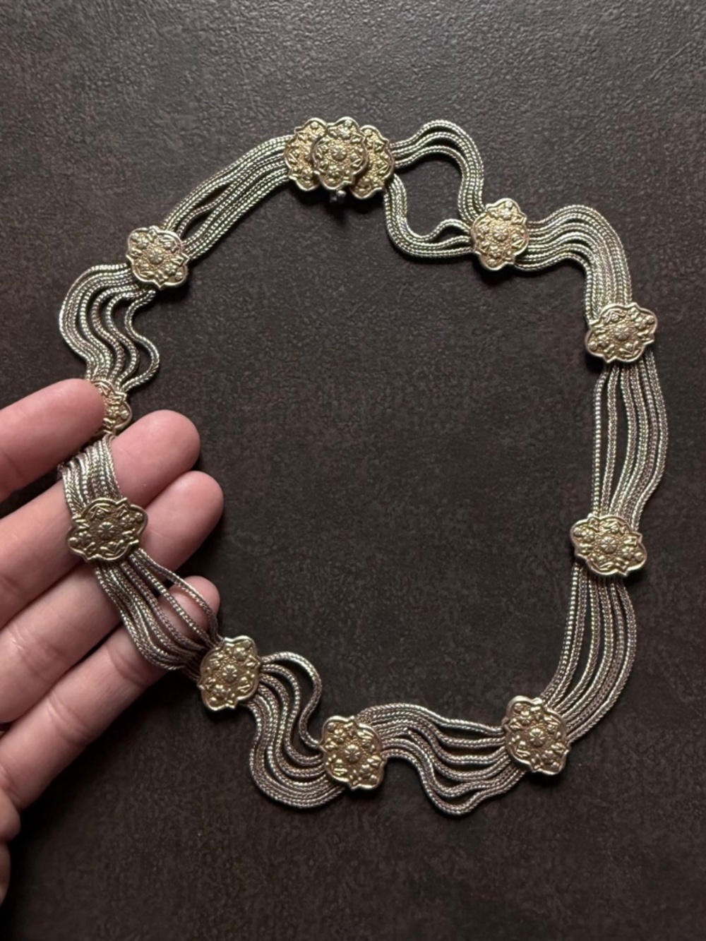 Vintage Sterling and Vermeil Anatoli Festoon Choker Turkish Byzantine Style